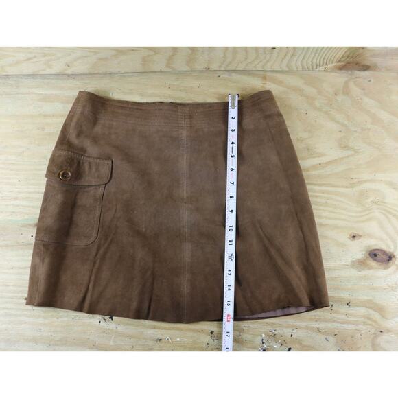 J.crew Collection Mini Skirt Womens Size 10 Suede Brown Lined Vintage Zip Italy - Picture 6 of 9